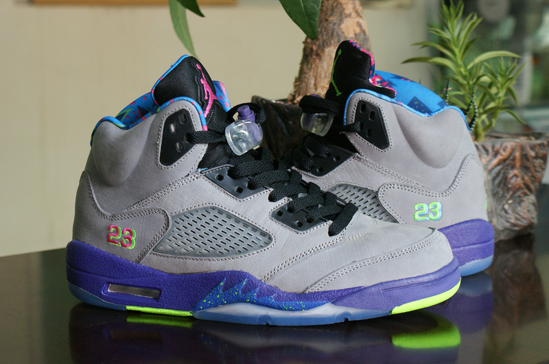 Air Jordan 5 Mandarin Duck Edition Grey Purple Green Shoes